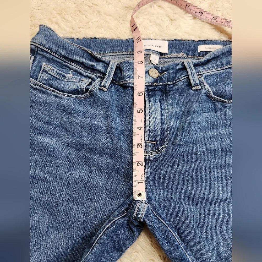 FRAME LE GARCON SIim Leg Mid Rise Gratitude Jeans Size 27 Raw Hem STYLE LGJRAZ8S - Picture 8 of 13